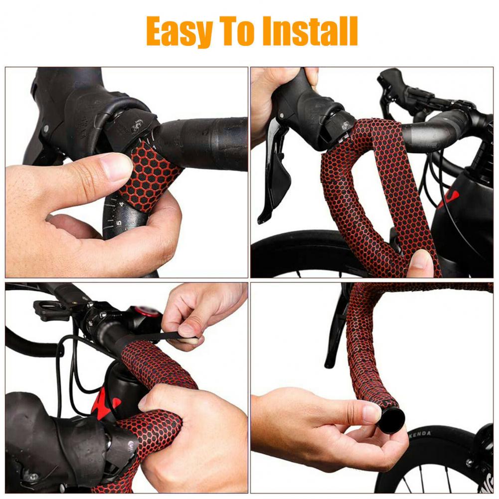 1 Set Bicycle Handlebar Tape Honeycomb Non-Slip Synthetic Sponge Bike Handle Bar Wrap for Outdoor Sports