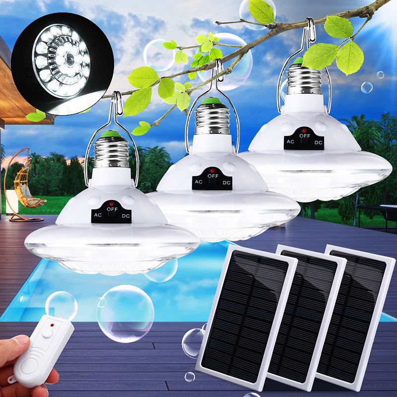 1/2Piece Solar Power LED Lantern with Solar Panel & Remote Control 22LED Tent Camping Bulb for Hiking Fishing Emergency Lights