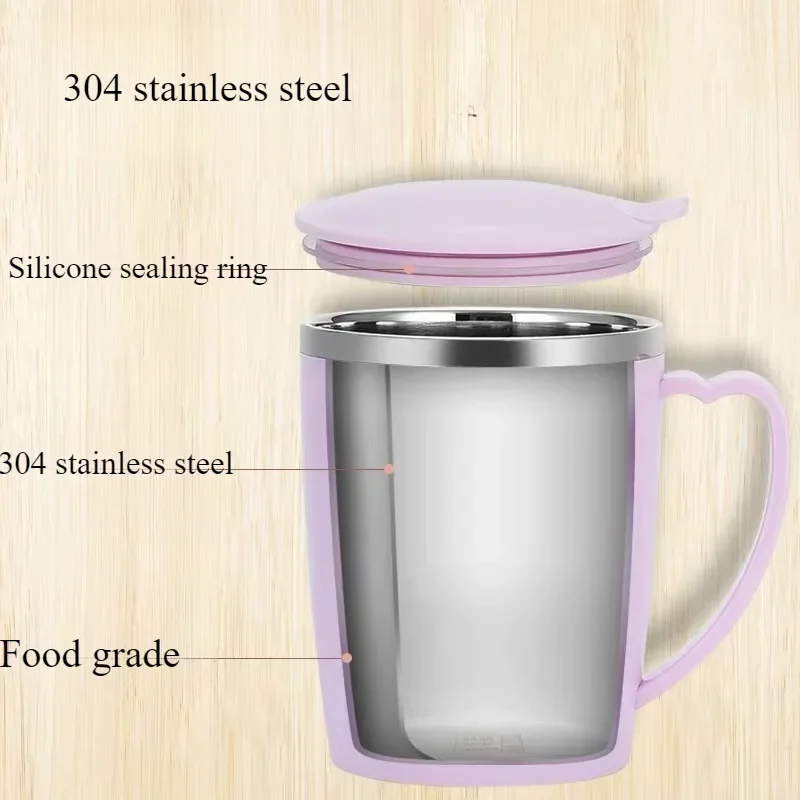 350ml Vacuum Cup Portable Mug Insulated Cup for Outdoor Traveling Double Wall Stainless Steel Coffee Cup with Handle and Lid Cia