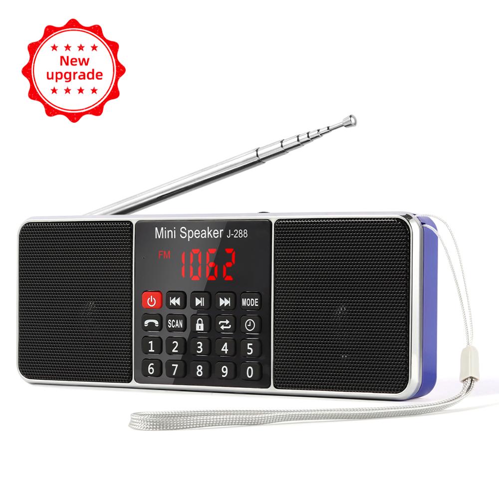 PRUNUS J288 Portable rechargeable Radio AM FM Stereo radio Receiver Bluetooth Speaker Support TF Card USB-disk AUX MP3 play: Blue