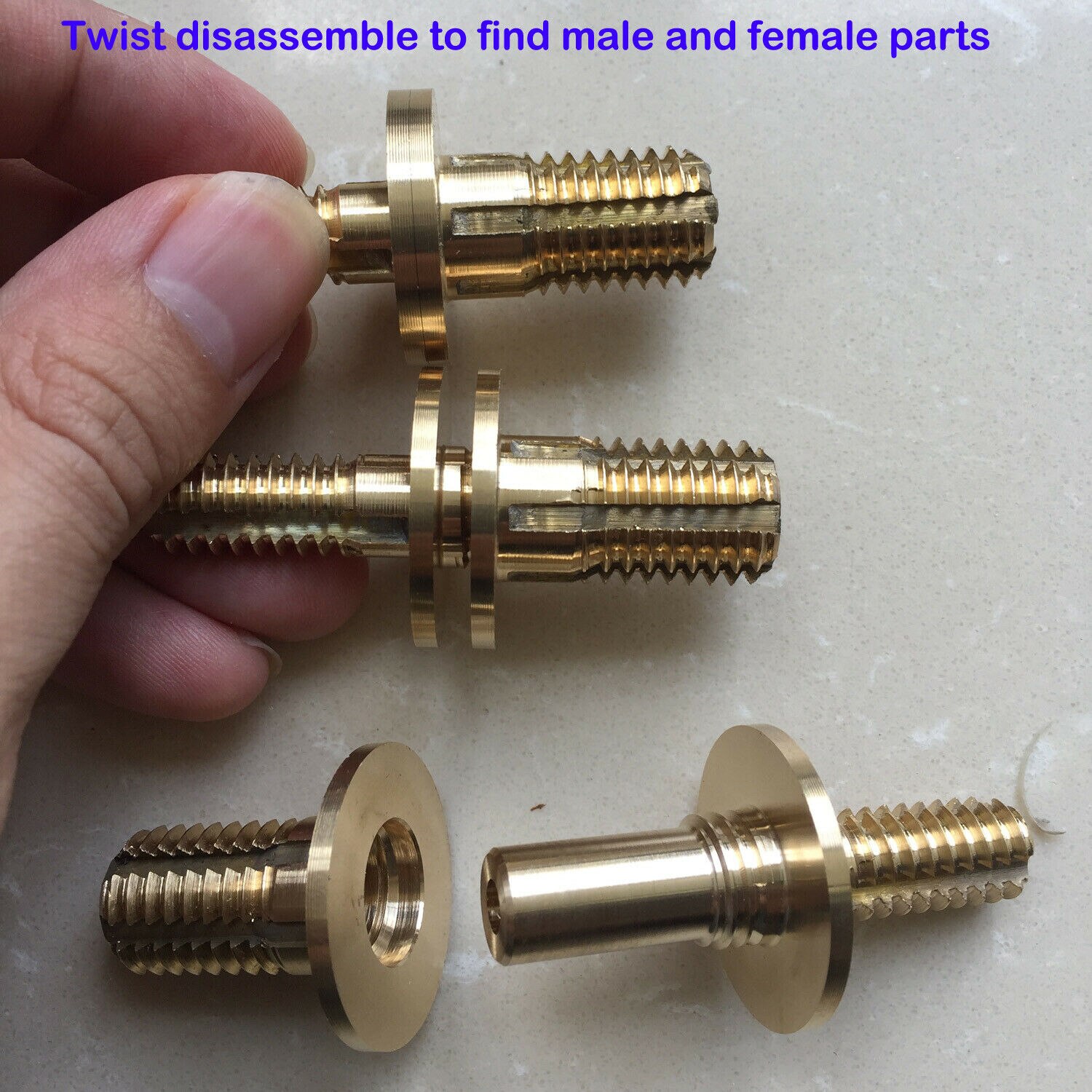 MALE-LOCK Pool Snooker Cue Walking Cane Stick Vacuum Quick Release Brass Screw Joint Pin Set