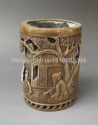 Chinese Bronzen gesneden Pen houder