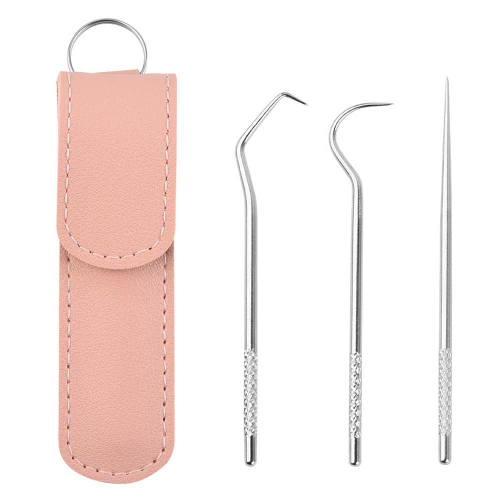 Portable Practical Oral Crochet Care Supplies Holder Women Tooth Hook Plug Teeth Flossing Set Cleaning Tooth Tool: pink