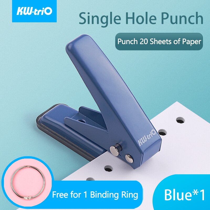 KW-triO 2-Hole Paper Punch Notebook Round Hole Puncher DIY A4/A5/A6/B5/B6 Paper Drilling Book Puncher Office Supplies: Metal Puncher-Blue