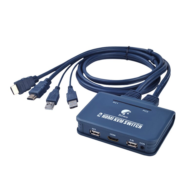 2 port HDMI KVM switch with cable 2 computers share monitor keyboard and mouse