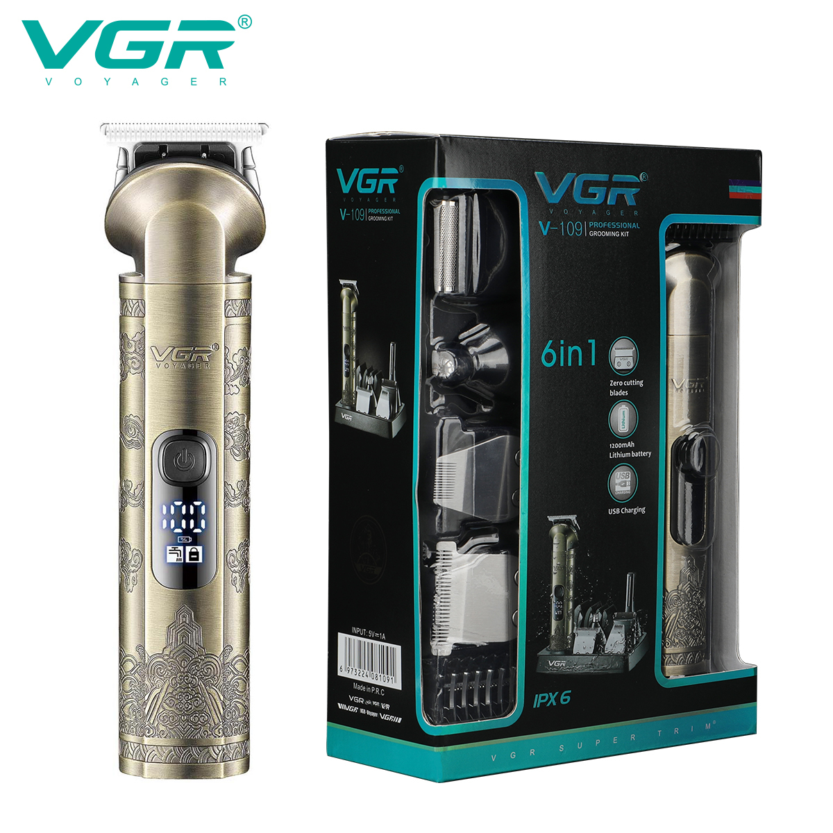 VGR All-in-one Hair Beard Trimmer Men Body Groomer Clipper Electric Shaver Washable Trimer Facial，Nose，Ear，Eyebrow