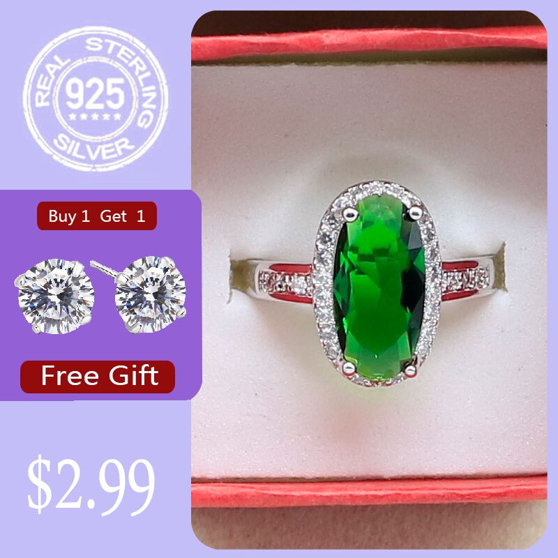 Viola Ametista Bianco Topazio Anello In Argento 925 Per Le Donne Regalo Di Compleanno Dei Monili di Cerimonia Nuziale Acquistare Uno Ottenere Uno Libero: 8 / Green