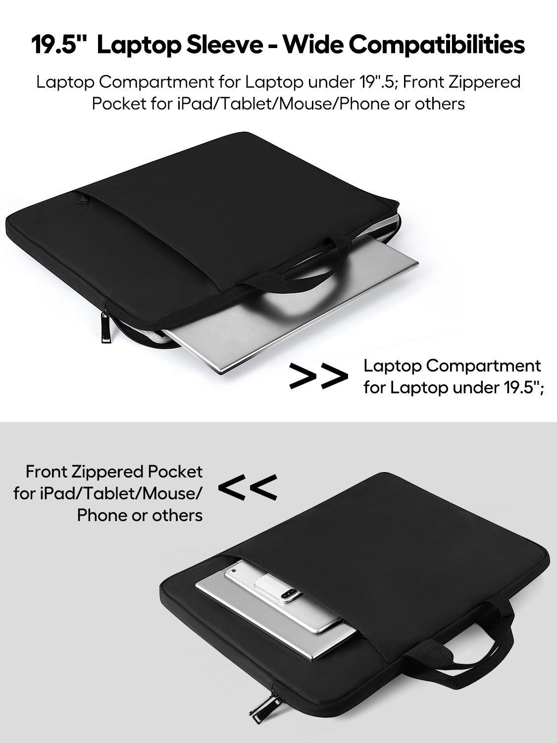 UPERFECT Capa para laptop 19 polegadas 360° Bolsa protetora Bolsa para computador portátil com zíper de bolso para monitor de 17 a 19 polegadas Laptop HP Dell Lenovo Surface Notebook PC Laptop Books