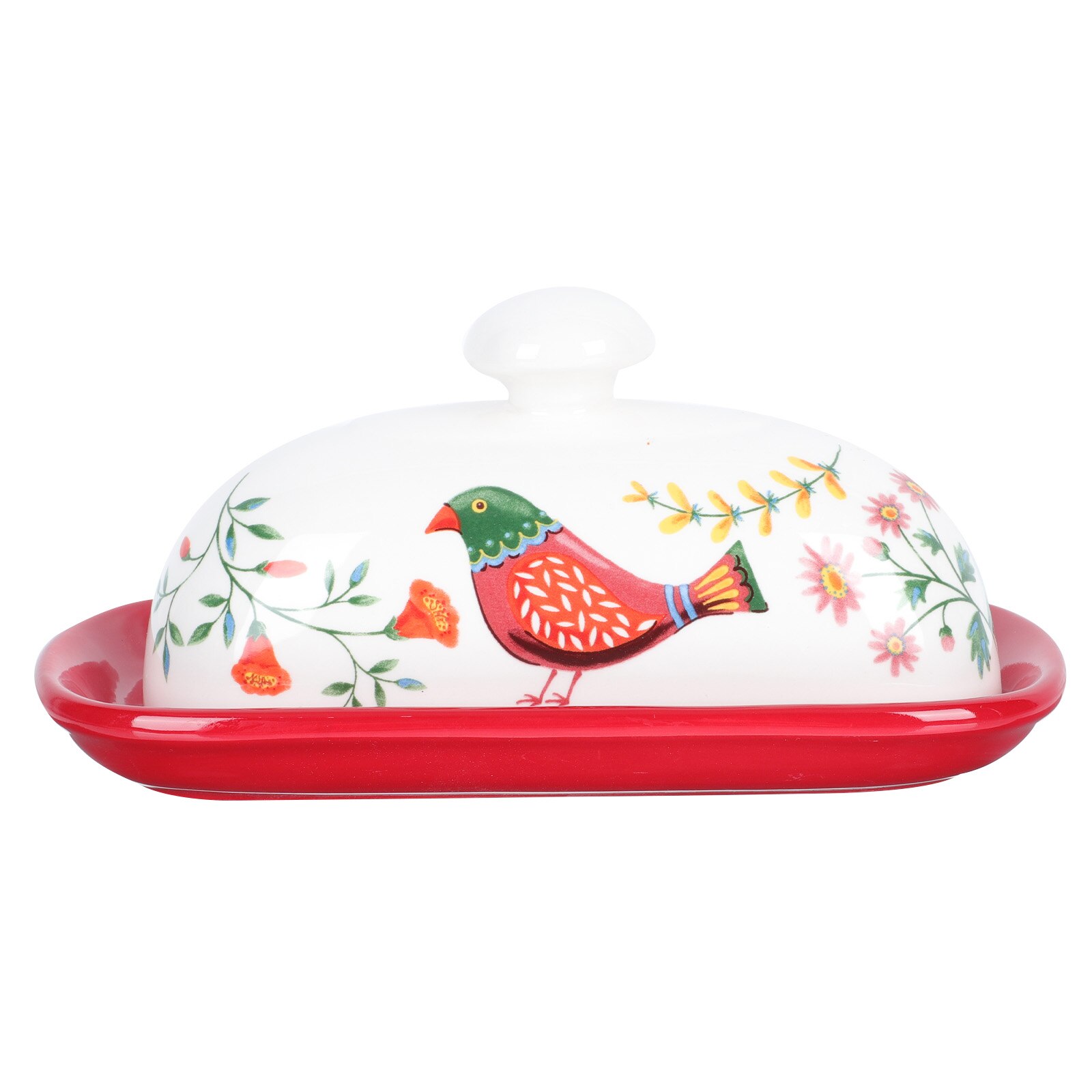 1pc Ceramic Dish Food Service Plate Butter Dish Cheese Box Food Dish: Red