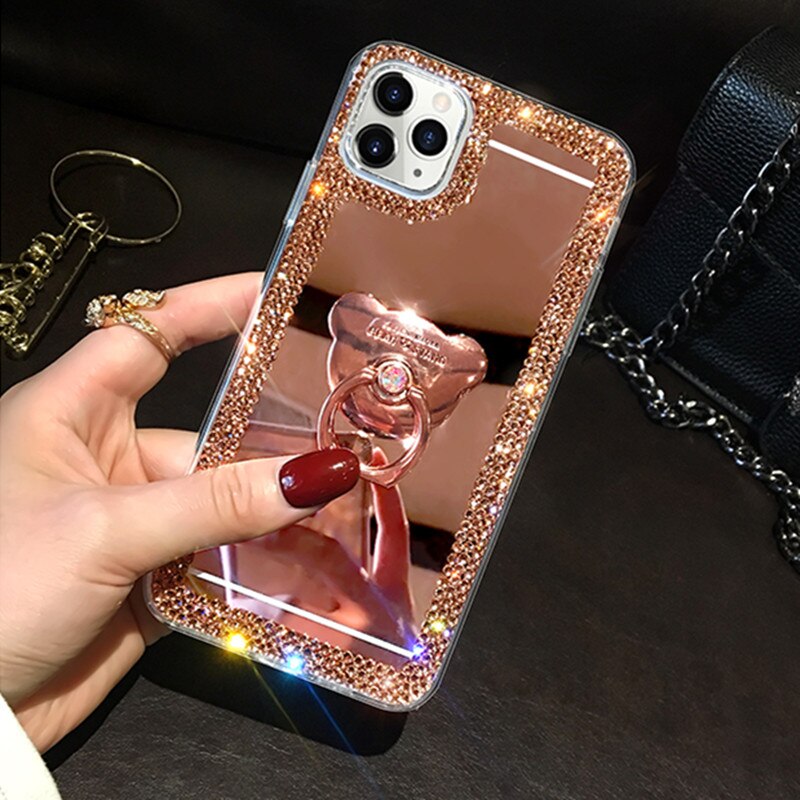 Finger Holder Rhinestone Case For Huawei P50 P50Pro Honor 50 Honor 50 Pro 50 SE Mirror Cases Girly Coque: For Honor 50 / 3