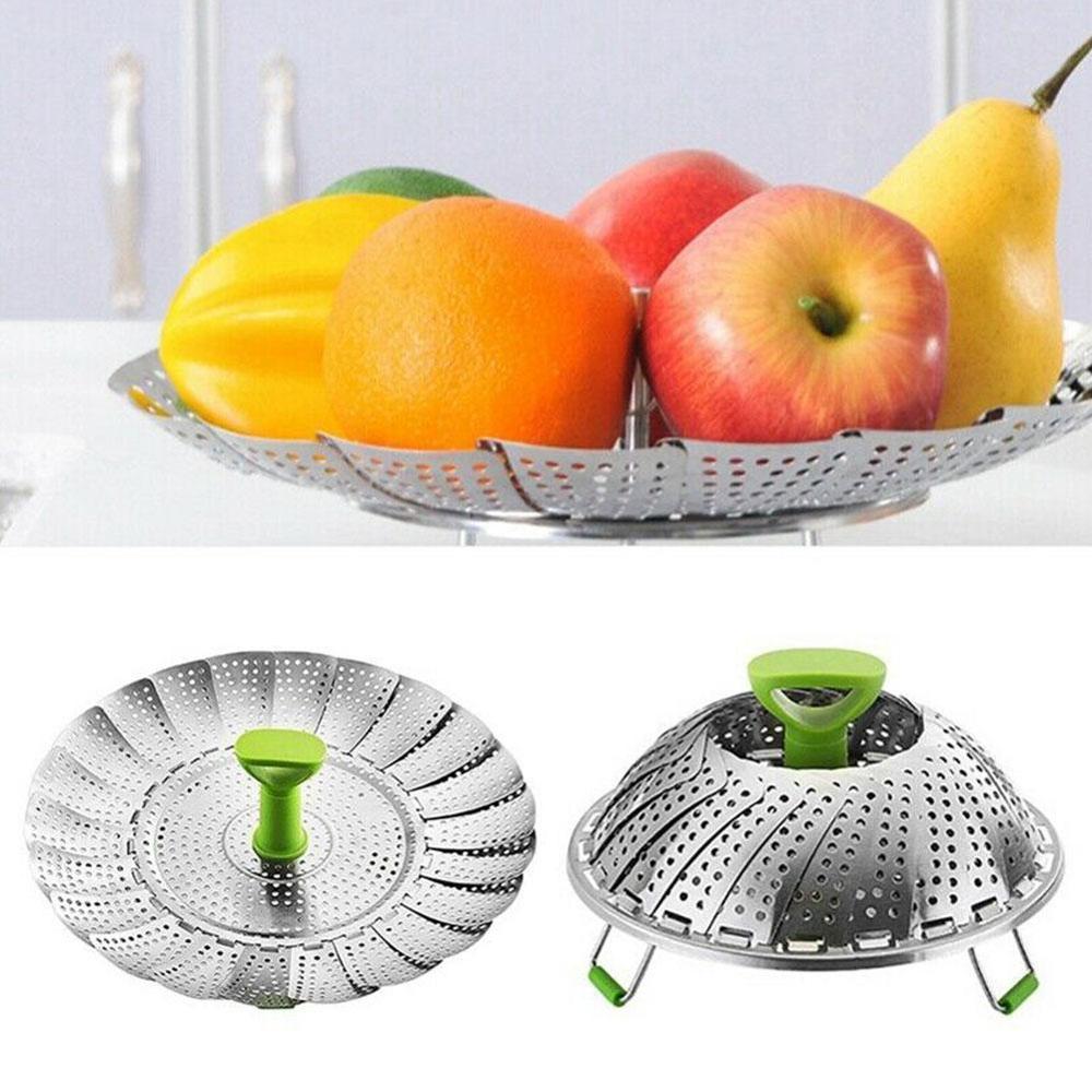Stainless Steel Folding Steamer Basket Stainless Steel Fish Steamed Vegetable Steamer Telescopic Steamer L0V5
