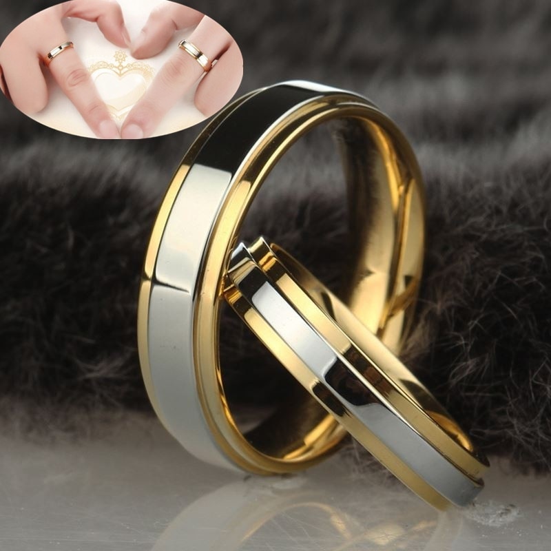 Mode Eenvoudige 316 Titanium Staal Heren Ringen Minnaar Paar Ringen Alliantie Goud Wedding Band Ringen Set voor Vrouwen mannen