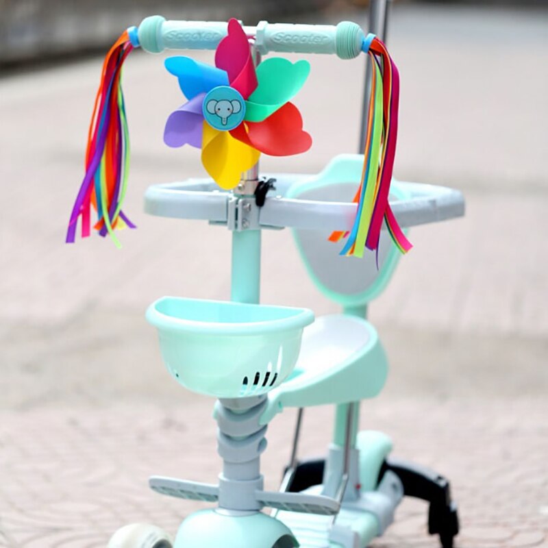 Molinillo de molinete colorido de PVC, juguete impulsado por el viento para bicicleta patinete, para niños y niñas, 1 unidad