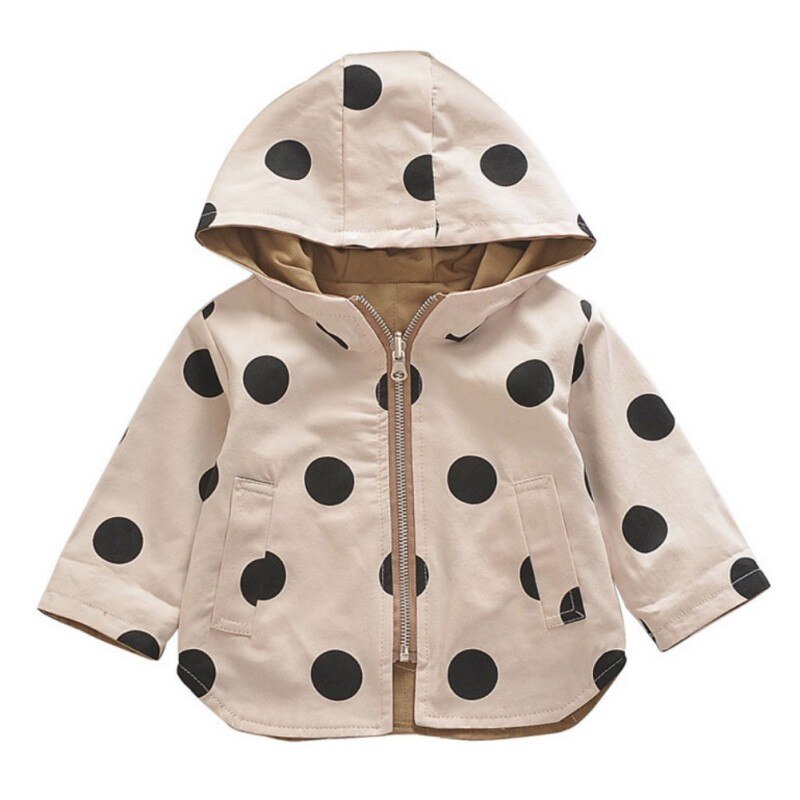 Toddler Newborn Baby Autumn Girls Cute Dot Print Comfort Slim Cotton Jacket Warm Coat Button Hooded Tops 0-4 T