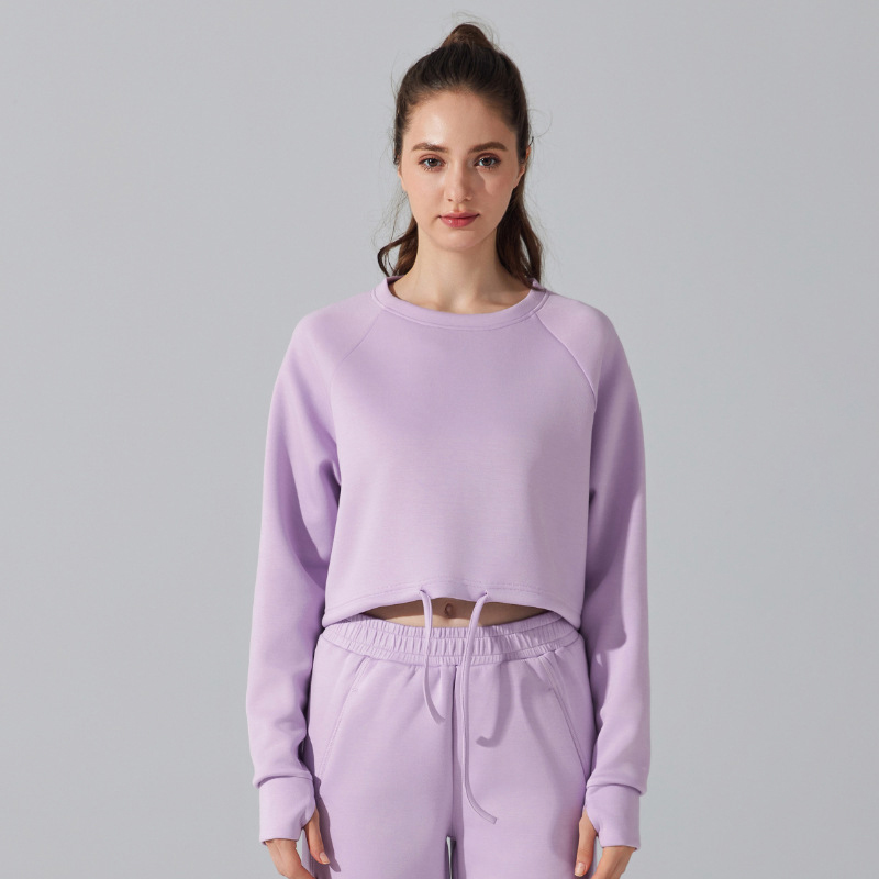 Frauen verlieren Sport Hemden Yoga Laufen Taille Zeichnung Lange Ärmel oben draussen Erholung trainieren Ausbildung Sweatshirt Winter: S / Grau