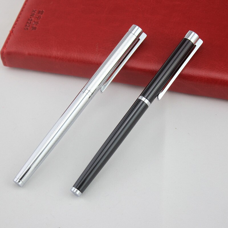 Jinhao 126 Luxury Black and Silver Clip 0.5mm Metal Fountain Pen Inking Pens for Writing School Office Stationery