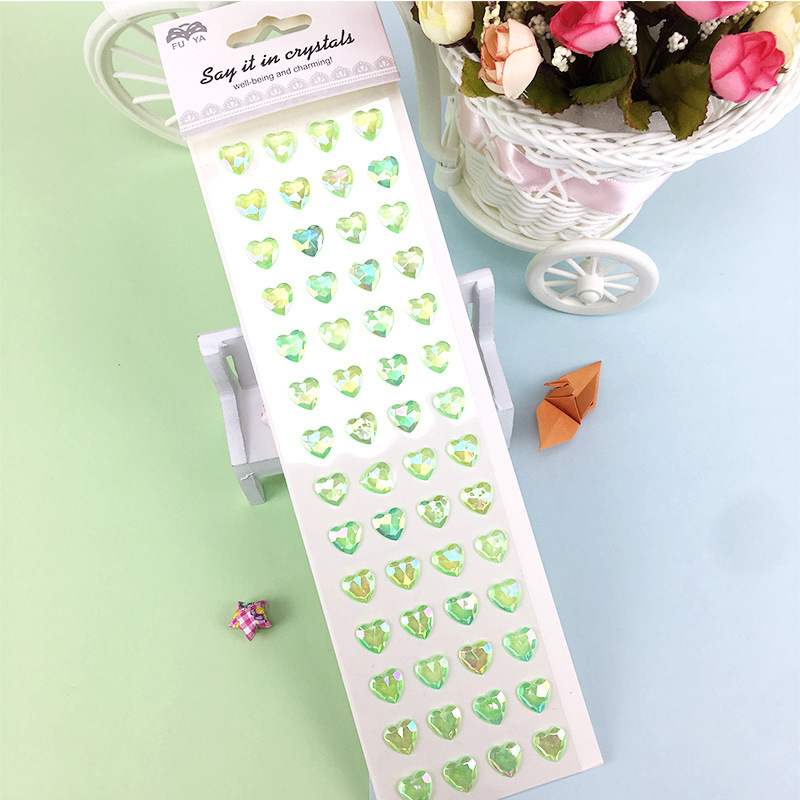 Kleurrijke Hartvorm Plaksteen Hars Kleur Ab Zelfklevende Rhinestone Stickers Voor Diy Nail Arts Telefoon Case Decoratie: Green