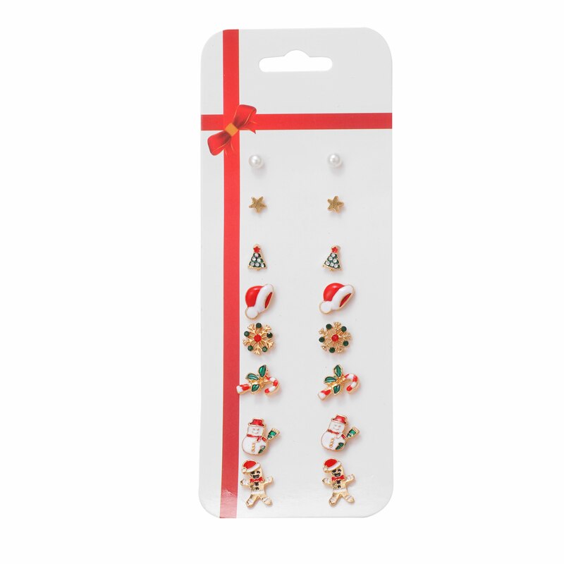 8 par/sæt julemand hjorte snemandstræ jule øreringe små krystal perle øreringe til kvinder smykker: K0259a