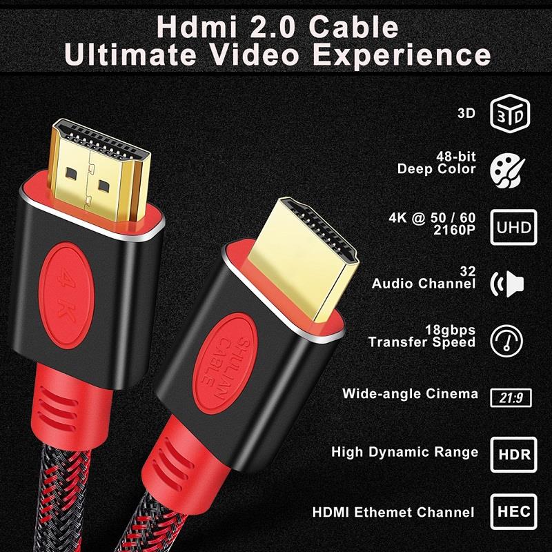 Shuliancable hdmi-kompatibelt kabel 2.0 4k 60hz 3d videokabel hdr splitter switcher til hd tv laptop  ps3 ps4 computer xbox