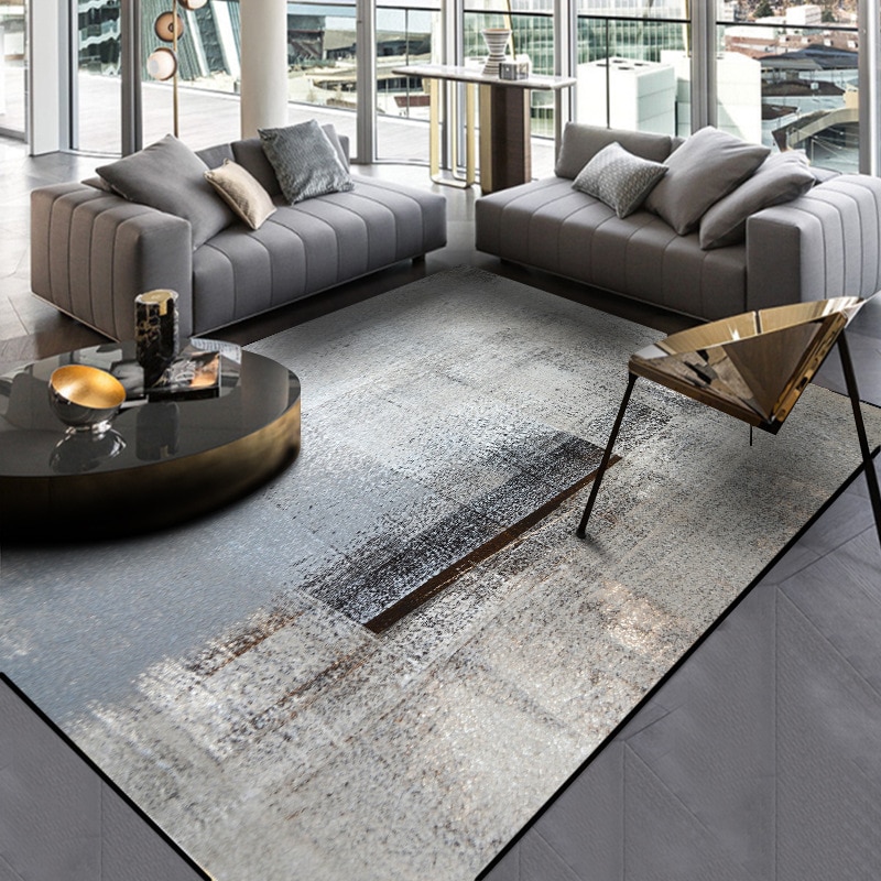 Alfombras de para sala de estar alfombras abstractas modernas simples sofá chino mesa de café alfombras tinta negro gris dormitorio alfombra