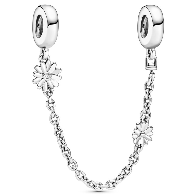 Insignia, fleur de marguerite scintillante, lune et étoiles Arcs d'amour, breloque chaîne de sécurité, perles en argent Sterling 925 idéal pour Bracelet: 3