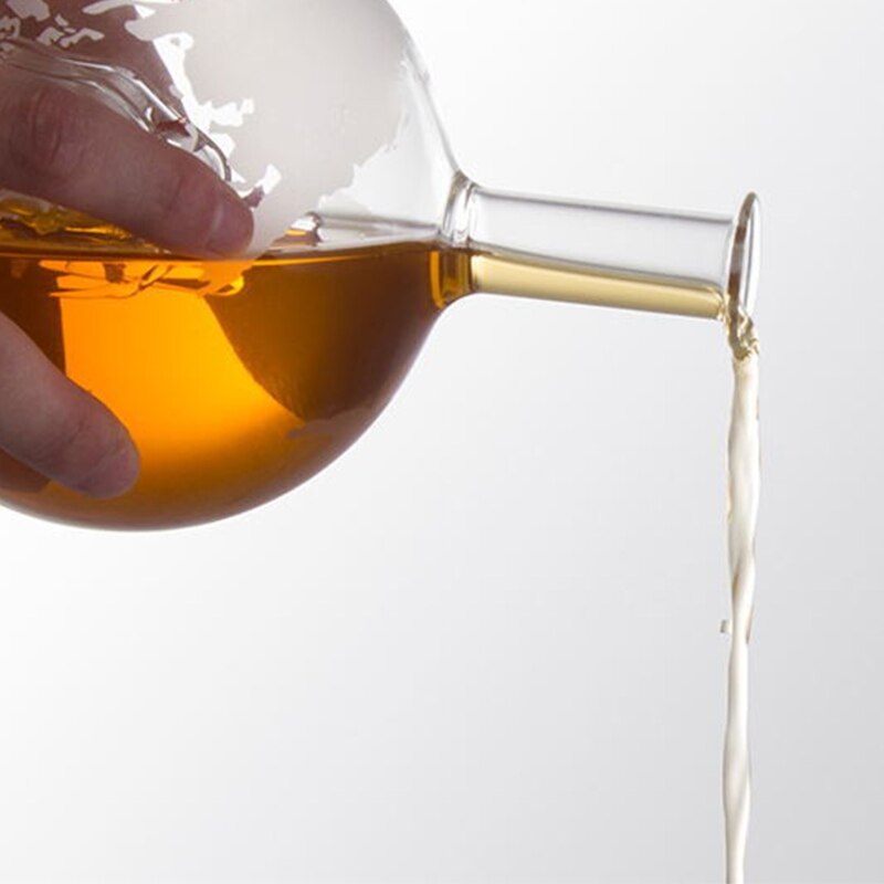 850ml globus glasflaske med træbase whisky karaffel antik skib whiskydispenser hjemmebar indretning