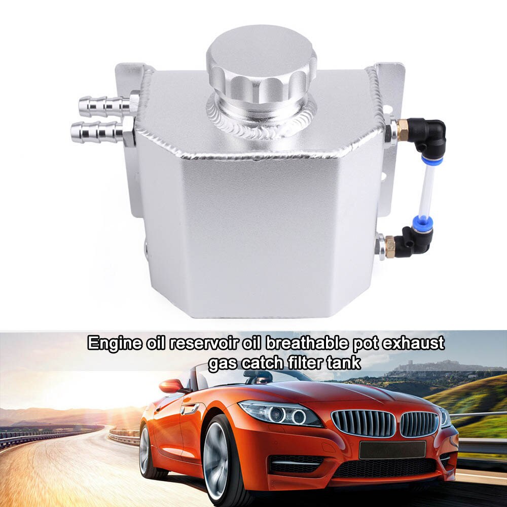 Universal 1L Aluminum Oil Catch Can Reservoir Tank With Drain Plug Breather Oil Tank Fuel Tank WLR-TK57 Car Accessories