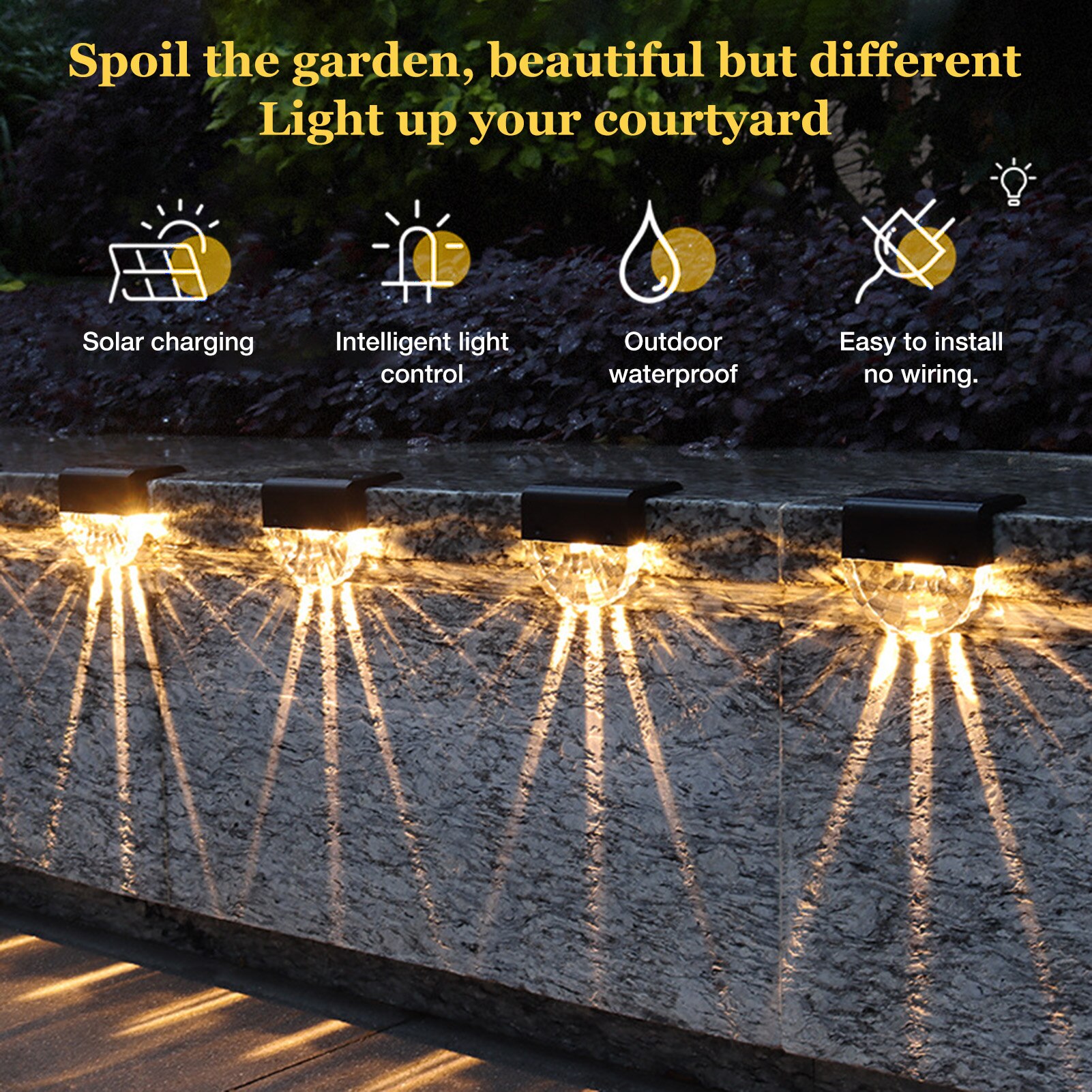 4 Stuks Solar Stap Lichten Outdoor Waterdichte Led Solar Trap Hek Lamp Decoratie Voor Patio Trappen Tuin Yard Solar Verlichting