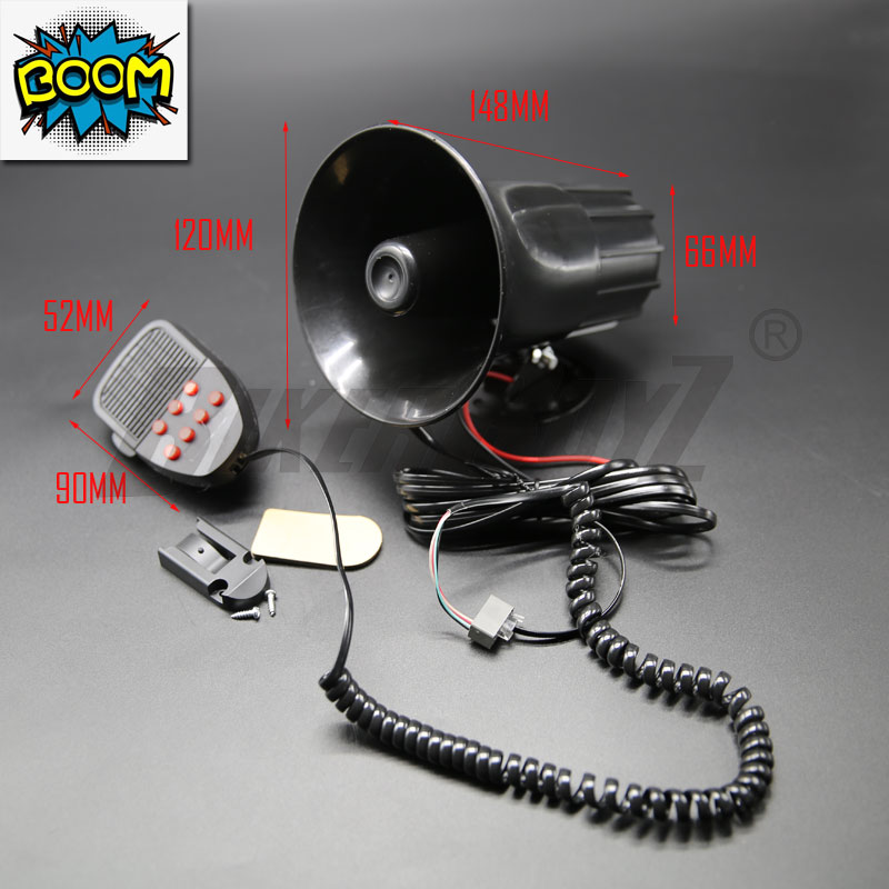 12V 100W 7 Sound Tones Loud Horn Car Truck Vehicle Speaker Warning Alarm Siren Horn Fire Loudspeaker