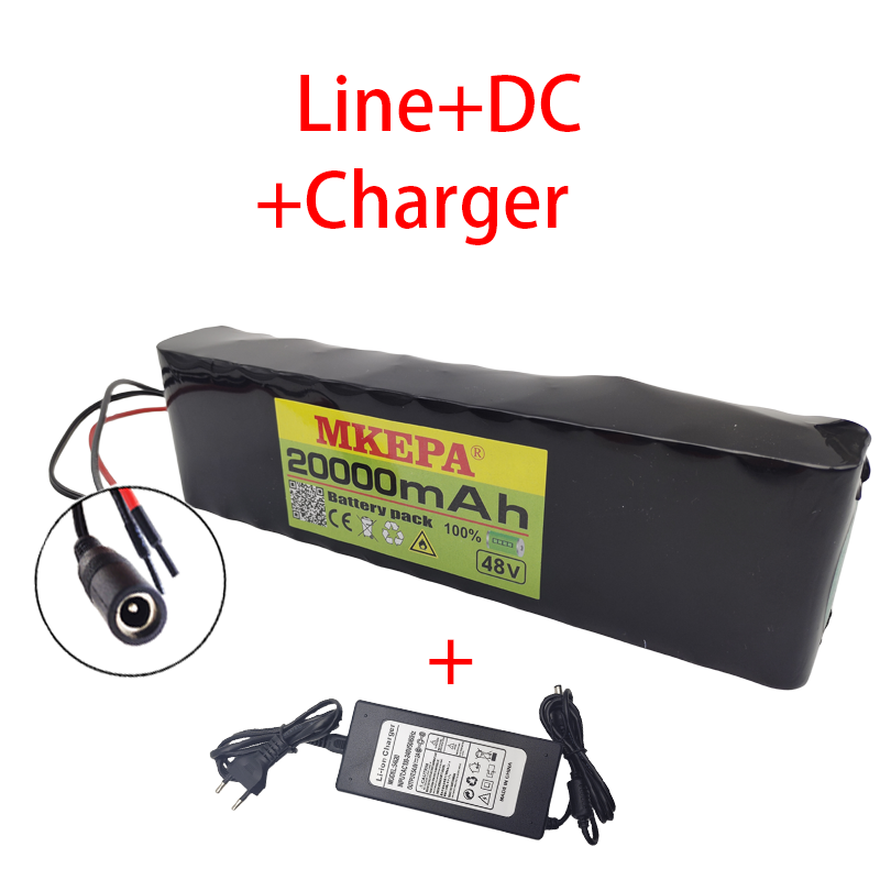 13S2P 48V 20Ah Electric Scooter Battery Pack 18650 Lithium Ion Battery 1000w Electric Scooter E-bike Conversion Kit BMS +Charger: Clear