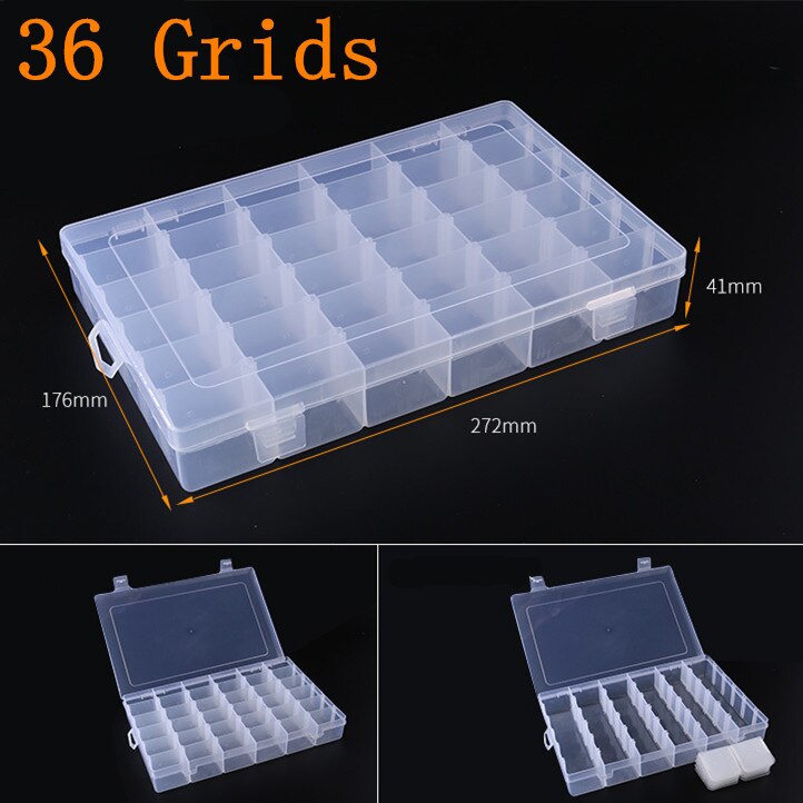 Adjustable 3-36 Grids Compartment Plastic Storage Box Jewelry Earring Bead Screw Holder Case Display Organizer Container: D11