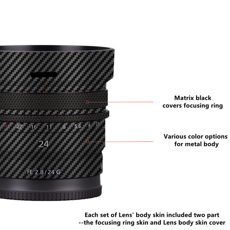 24 2.8g / FE24 F2.8G obiektyw winylowa tablica naścienna skórki Wrap pokrywa dla SONY FE 24mm f/2.8G (SEL24F28G) obiektyw Premium naklejka