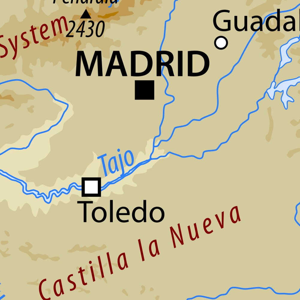 150*100 cm Map of The Spain Topographic Non-woven Canvas Painting Wall Art Poster School Supplies Home Decoration