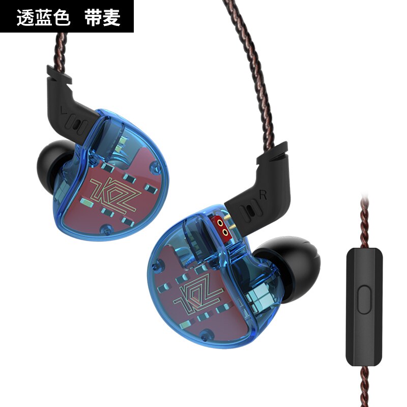 Auriculares internos KZ ZS10 4BA + 1 DD, auriculares híbridos con graves de alta fidelidad, auriculares con Monitor de DJ, auriculares KZ ZS6 AS10 ZST ES4 ED16 BA10: blue with mic