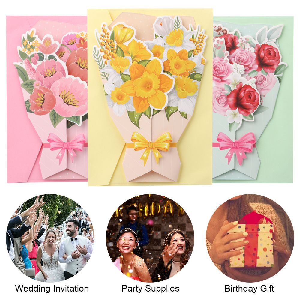 Supplies Blessing Words Card Wedding Invitation DIY Flower Series Card Birthday Greeting Card 3D Foldable Card