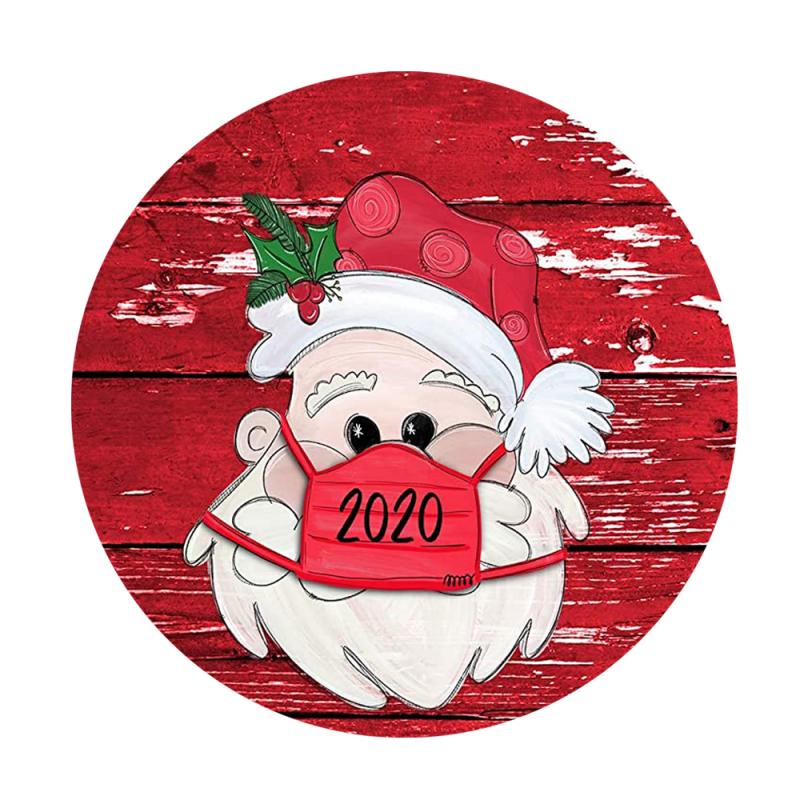 Large Christmas Stickers Door Window Christmas Decoration Xmas Santa Cartoon Pattern Round Paper Sticker Happy Year: 03
