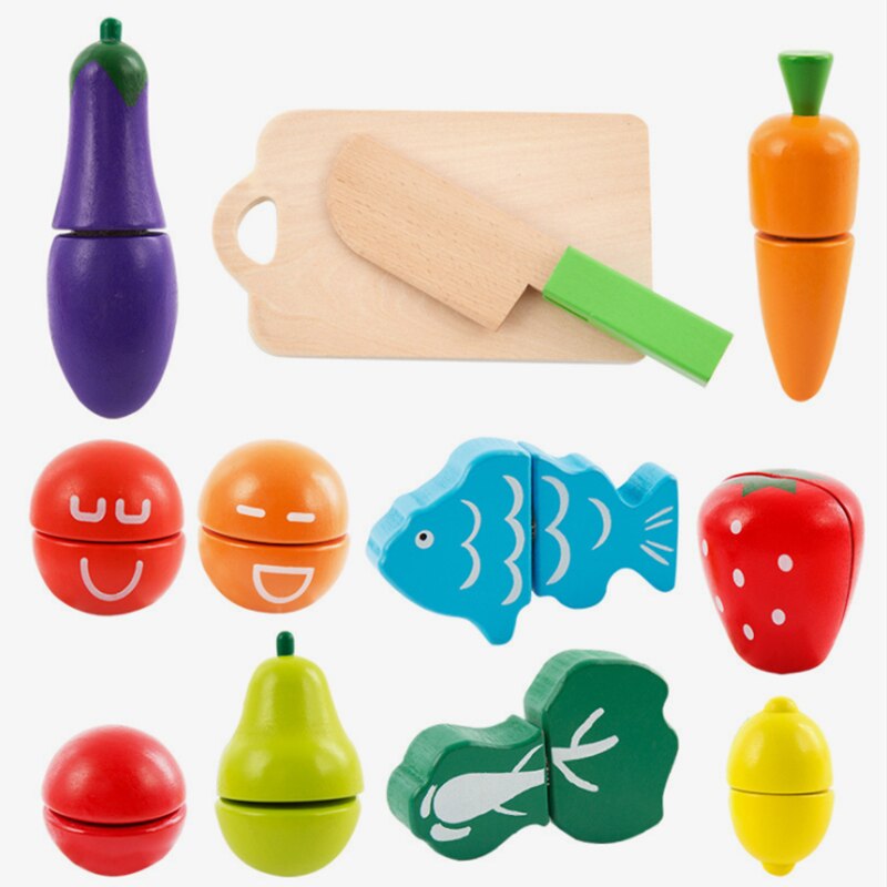 2020New Parent-child Interactive Cooking Simulation Miniature Food Model Cut Wooden Fruits And Vegetables Early Educational Toy