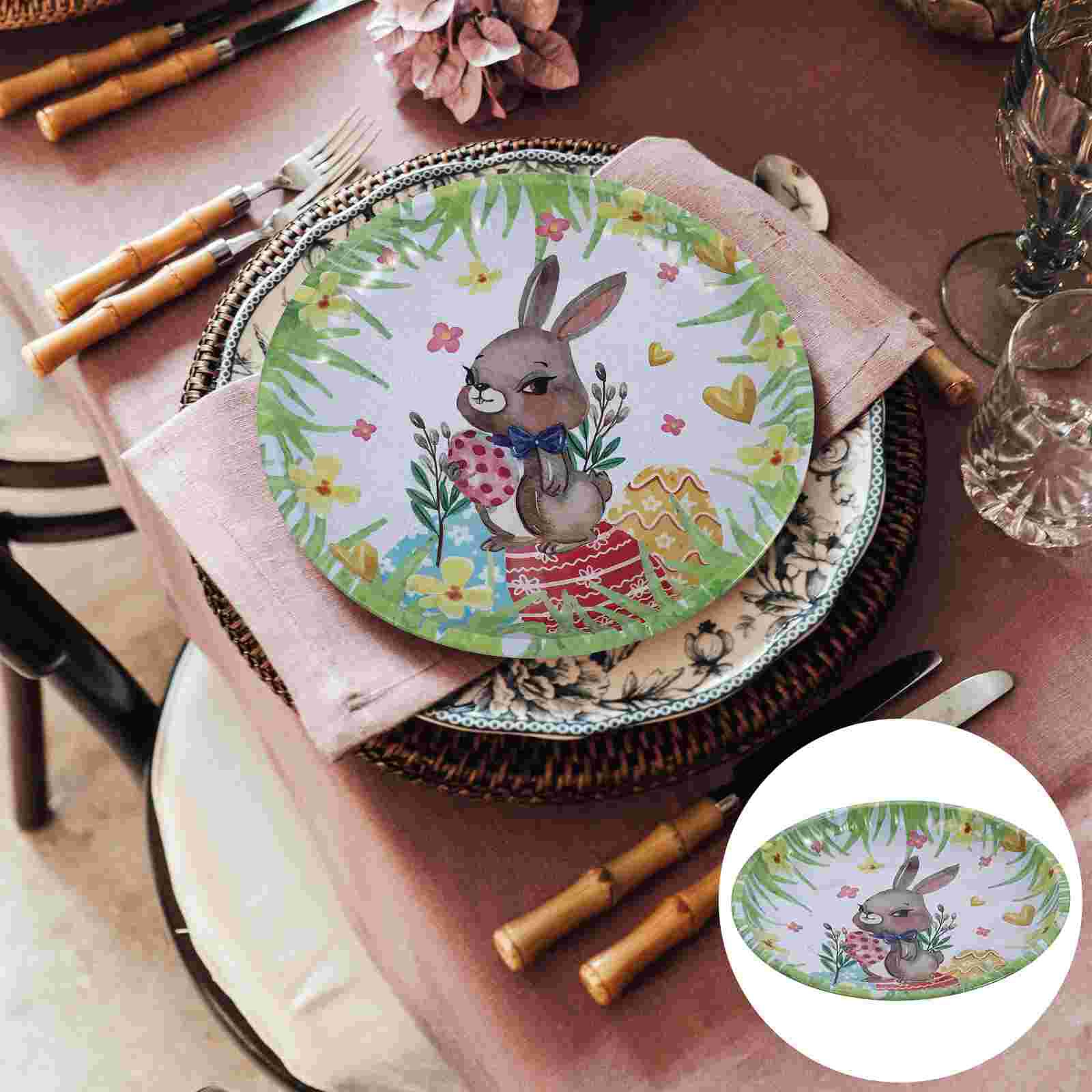 1 Pc Plate Easter Iron Plate Easter Bunny Fruit Plate Easter Fruit Serving Plate for Easter Home Desktop