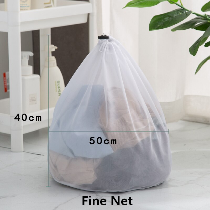Polyester Drawstring Laundry Bag Sheets Clothes Washing Machine Wash Bag Round Drawstring Pocket For Washing Clothes: Fine 40-50cm