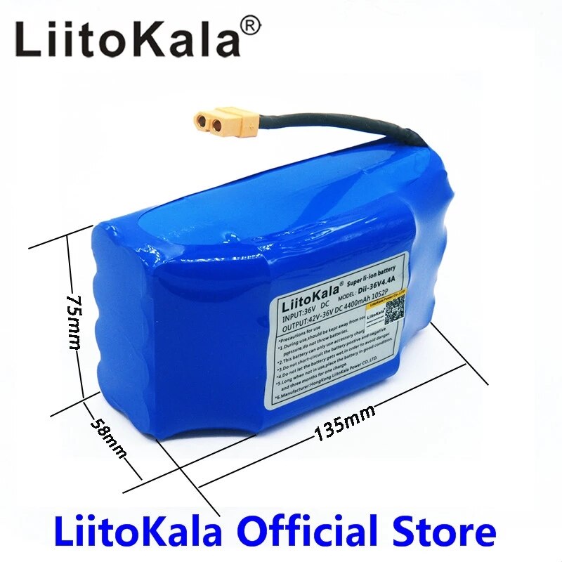 Liitokala 36v genopladelig li-ion batteripakke 4400 mah 4.4ah li-ion celle til elektrisk selvbalancerende scooter hoverboard encykel