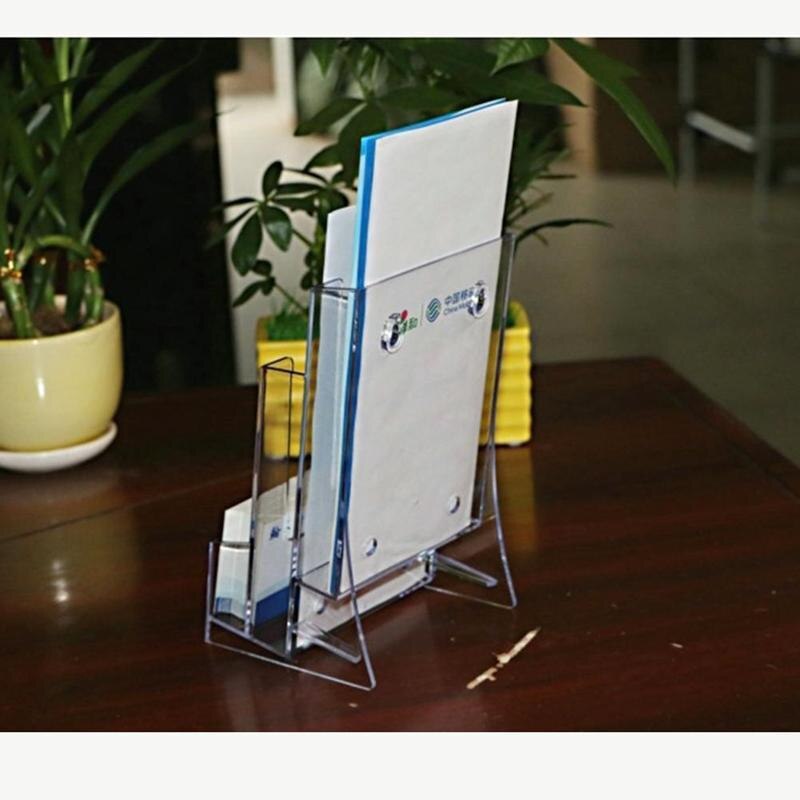Tarjetero acrílico transparente de 3 rejillas para hombre y mujer, soporte para tarjetas de presentación, folleto de oficina y de crédito, O8Z1