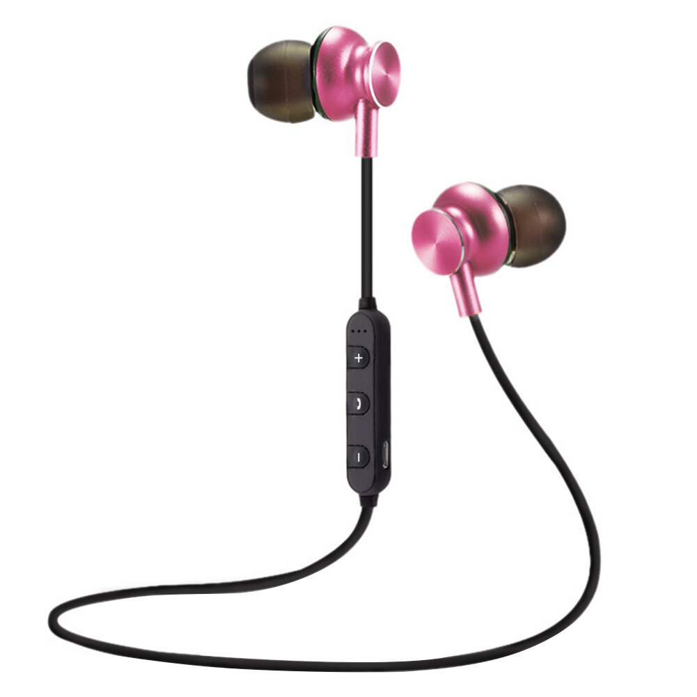 Bluetooth Earphones M6 Sports Neckband In-ear Magnetic Ear Tips Phone Wireless Bluetooth Earphones: Pink