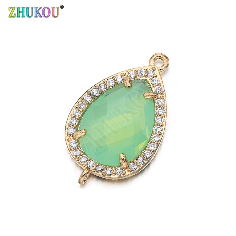 14*23mm Messing Zirconia Waterdruppels vorm Connectors DIY Sieraden Bevindingen Maken, Gat: 1.0mm Model: VS297