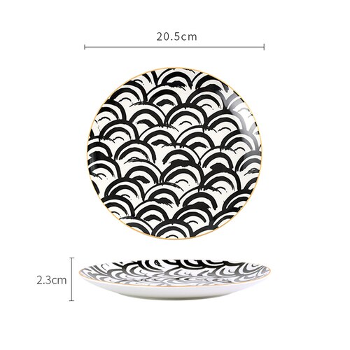 Nordisk huvudrätt geometrisk servis hem restaurang kök middagsfat porslin dessert bestickset tårta keramiskt fat: N
