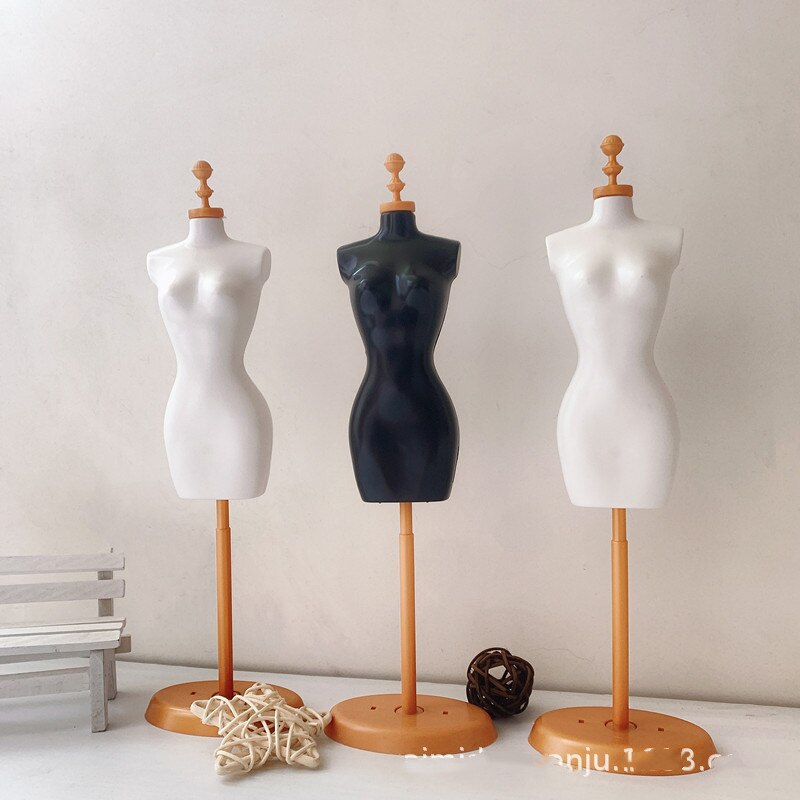 Mannequin porte-vêtements de poupée 30cm, Mini robe de mariée modèle d&#39;armoire porte-jupe Miniature Support 5 pièces, 1/6