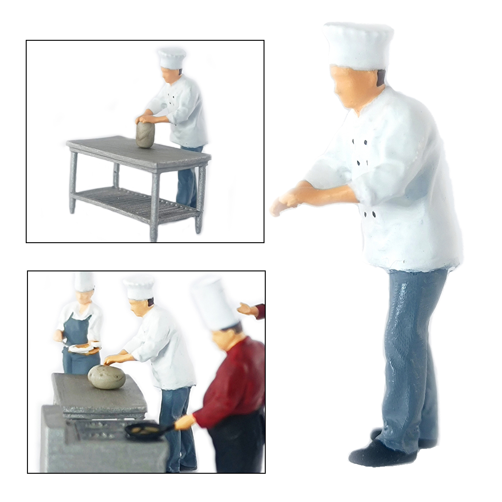 1/64 Scale Resin Mini Figures People Railway Scenery Miniature Model: Chef Grey 3