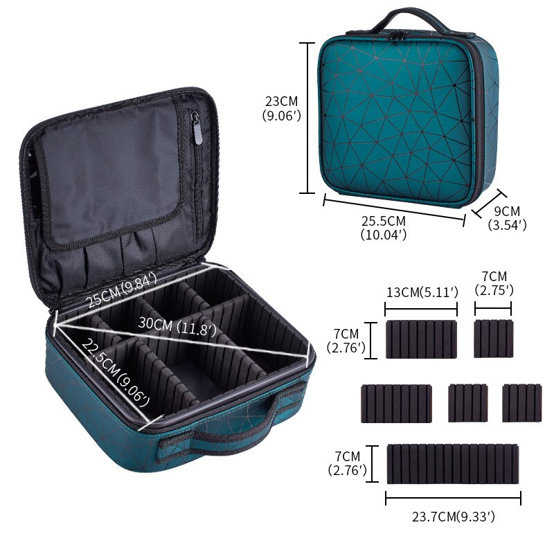 Marble Cosmetic Bag Partition Multi Functional Portable Travel Storage Makeup Case: PU Leather Green