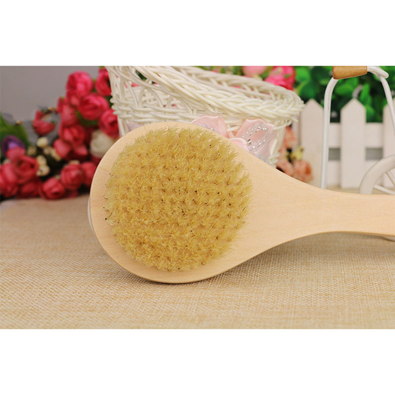 Round Shape Natural Boar Bristle Wooden Brush Midd Grandado