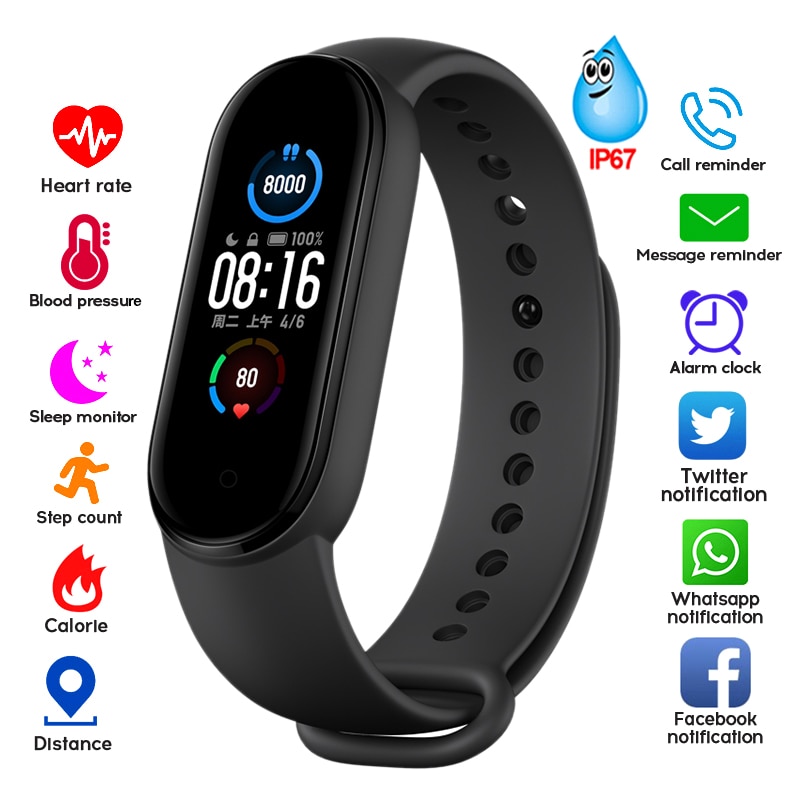 M5 Orologi Smart Braccialetto Bluetooth Della Vigilanza di Sport Fitness Tracker Contapassi Monitor di Frequenza Cardiaca SmartBand Braccialetto Per Android IOS