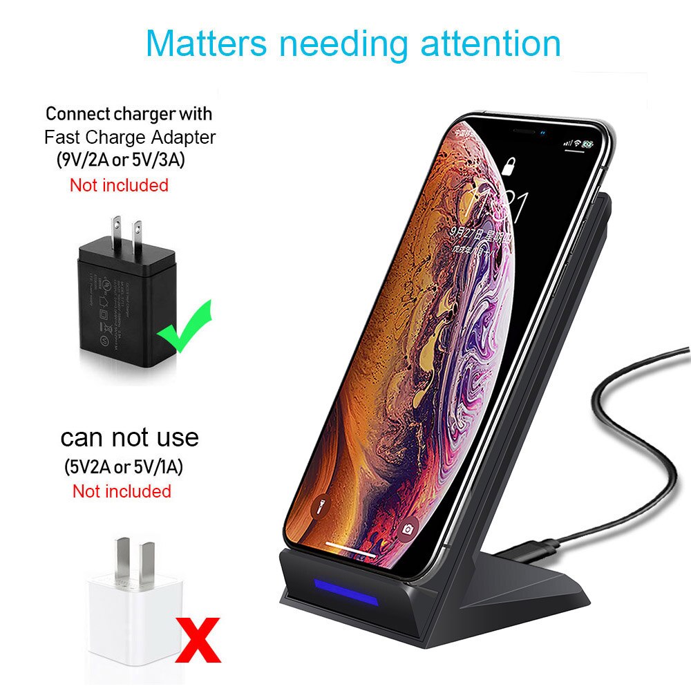 Fdgao 15W Qi Draadloze Oplader Desk Stand Houder Snelle Oplader Dock Voor Iphone 11 Xs Max Xr X 8 voor Samsung S20 S10 S9 Note 20 10